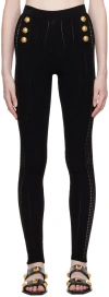Balmain Jersey Leggings With 6 Buttons In 0pa Noir (0pa)