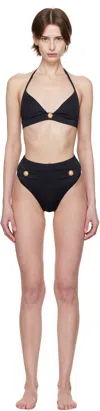 Balmain Halterneck Bikini Set With Buttons In 001 Black
