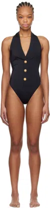 Balmain Black Buttons One-piece Swimsuit In 001 Black