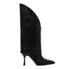 Balmain Black Calf Leather Boots In Animal Print