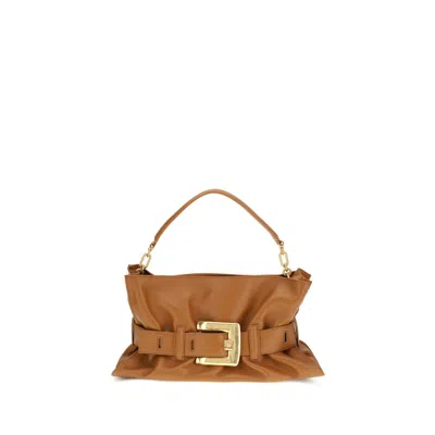 Balmain Black Calf Leather Bos Taurus Handbag In Brown