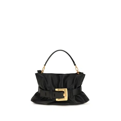 Balmain Black Calf Leather Bos Taurus Shoulder Bag In Blue