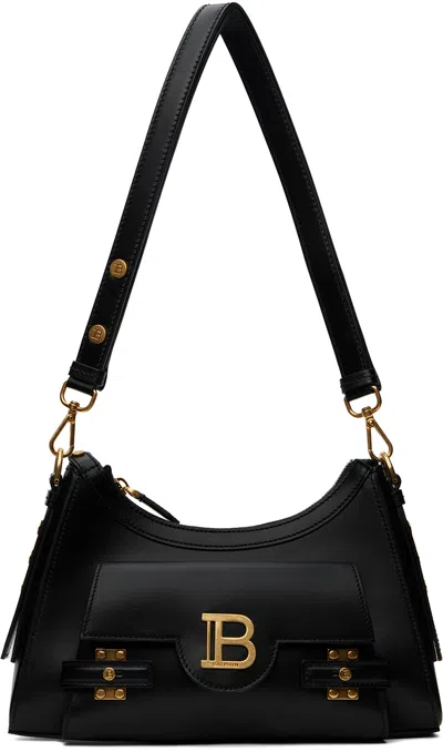 Balmain Black Calfskin B-buzz Bag In 0pa Noir