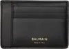 Balmain Black Calfskin Leather Anthem Card Holder In Black