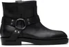 Balmain Black Calfskin Leather Biker Ankle Boots In Black