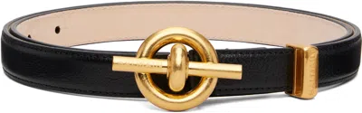 Balmain Black Calfskin T-bar Belt In Neutral