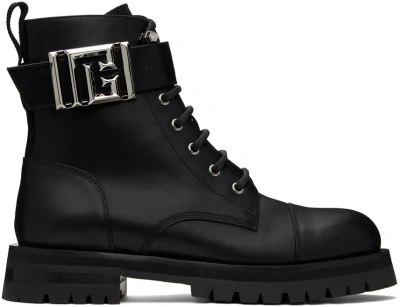 Balmain Black Charlie Leather Ranger Boots In 0pa Noir