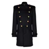 Balmain Wool And Cashmere Coat With Detachable Bib Front In Black