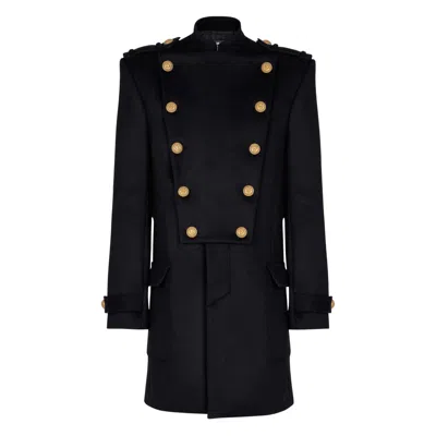 BALMAIN BALMAIN BLACK COATS - DOUBLE BREASTED COATS MEN