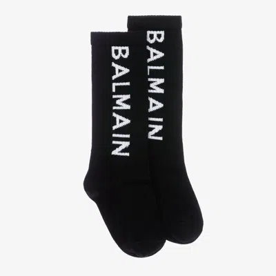 Balmain Black Cotton Ankle Socks