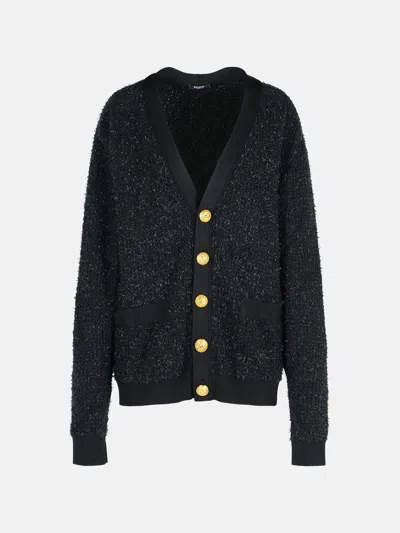 Balmain Black Cotton Blend Cardigan