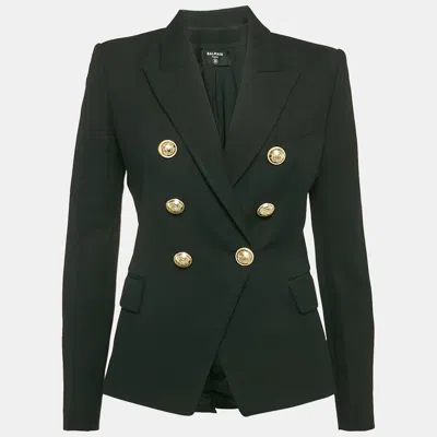 Pre-owned Balmain Black Cotton Button Detail Blazer M