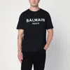 Balmain Black Crewneck T-shirt With Logo Lettering On The Front In Cotton Man