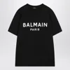 Balmain Black Crewneck T-shirt With Logo Lettering On The Front In Black