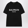 Balmain Black Crewneck T-shirt With Logo Lettering On The Front In Black