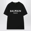 Balmain Black Crewneck T-shirt With Logo Lettering On The Front In Black