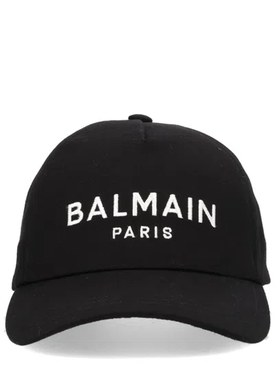 Balmain Men Baseball Hat With Logo In Gold