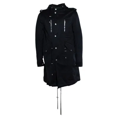 Pre-owned Balmain , Black Cotton Hooded Parka