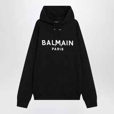 BALMAIN BALMAIN BLACK COTTON HOODIE WITH LOGO