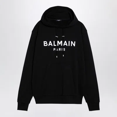 Balmain Black Cotton Hoodie With Logo