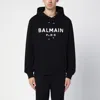 BALMAIN BLACK COTTON HOODIE WITH LOGO