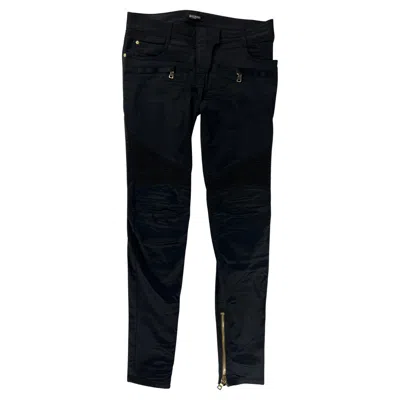 Pre-owned Balmain Black Cotton Jean Pants, Size 40
