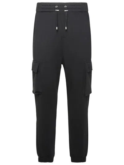 Balmain Pocket Detailed Drawstring Cargo Trousers In Negro