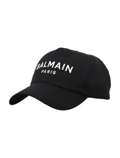 Balmain Black Cotton Logo Embroidered Baseball Cap For Men