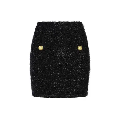 BALMAIN BALMAIN BLACK COTTON MINI WOMEN'S SKIRT