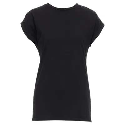 Pre-owned Balmain Black Cotton Rolled Cuff Cap Sleeve Minimal Tshirt Fr34 Xs