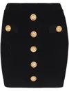 Balmain Button-embellished Wool-twill Mini Skirt In Black
