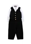 Balmain Black Cotton Suit For Baby Boy With In Black