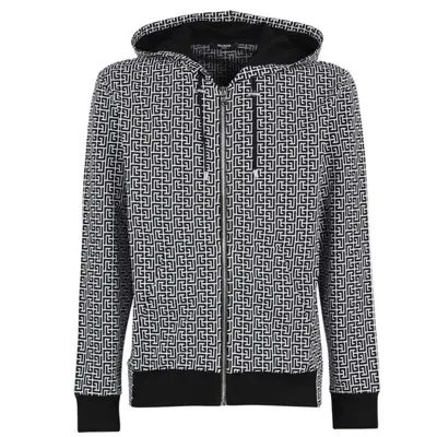 Balmain Black Cotton Sweater In Gray