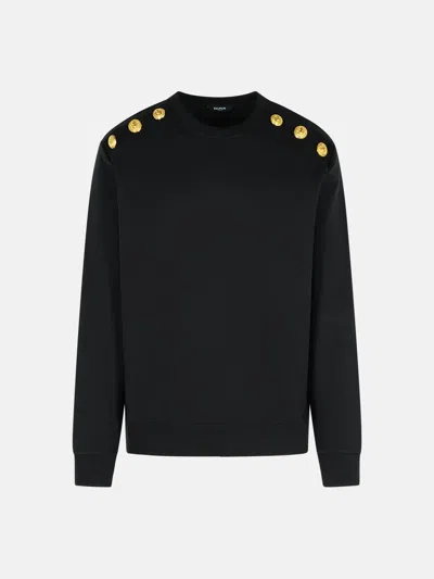 Balmain Black Cotton Sweatshirt