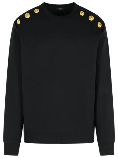 Balmain Black Cotton Sweatshirt