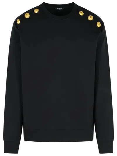 Balmain Black Cotton Sweatshirt