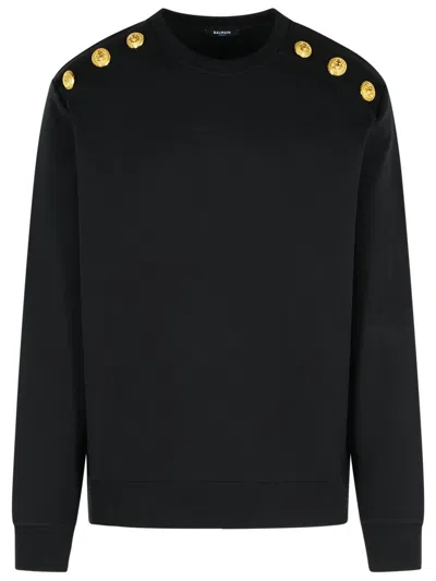 BALMAIN BALMAIN BLACK COTTON SWEATSHIRT