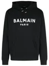 Balmain Logo Print Hoodie In Black