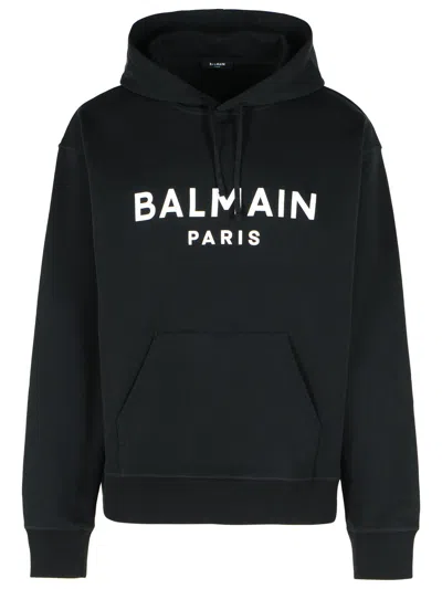 Balmain Black Cotton Sweatshirt In Multi