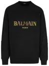 Balmain Logo Cotton Sweatshirt In Black