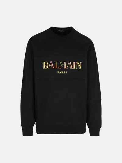 Balmain Black Cotton Sweatshirt