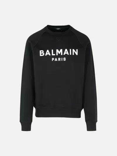 Balmain Black Cotton Sweatshirt