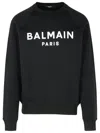 Balmain Logo Cotton Sweatshirt In Black