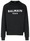 Balmain Logo Printed Cotton Sweatshirt In Black