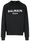 Balmain Logo Cotton Sweatshirt In Black