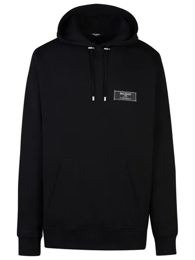 BALMAIN BALMAIN BLACK COTTON SWEATSHIRT MEN