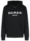 Balmain Logo Printed Cotton Sweatshirt In Black