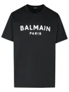 Balmain Black Crewneck T-shirt With Logo Lettering On The Front In Cotton Man In Black