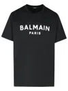 Balmain Black Crewneck T-shirt With Logo Lettering On The Front In Cotton Man In Black