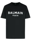 Balmain Black Crewneck T-shirt With Logo Lettering On The Front In Cotton Man